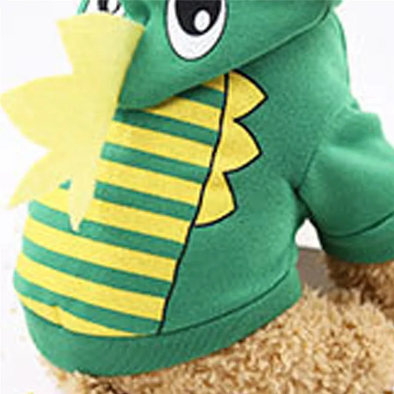 Одежда для собак зимняя теплая куртка с капюшоном и принтом динозавра одежда