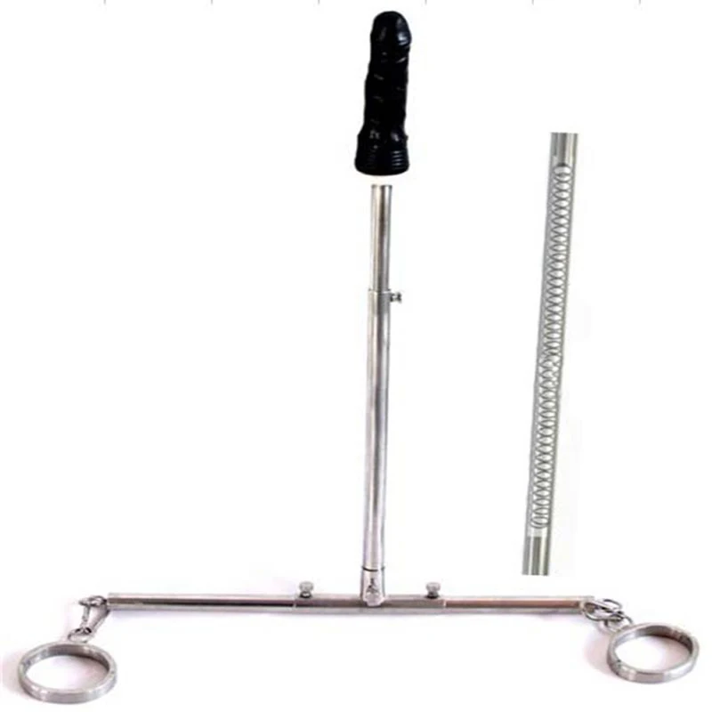 Эротический фаллоимитатор с открытой ногой из нержавеющей стали|Наручники и