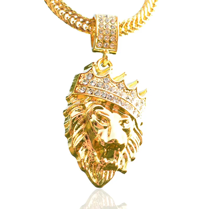 2020 Новая мода в стиле хип хоп голова льва короне ожерелье для мужчин подвеска