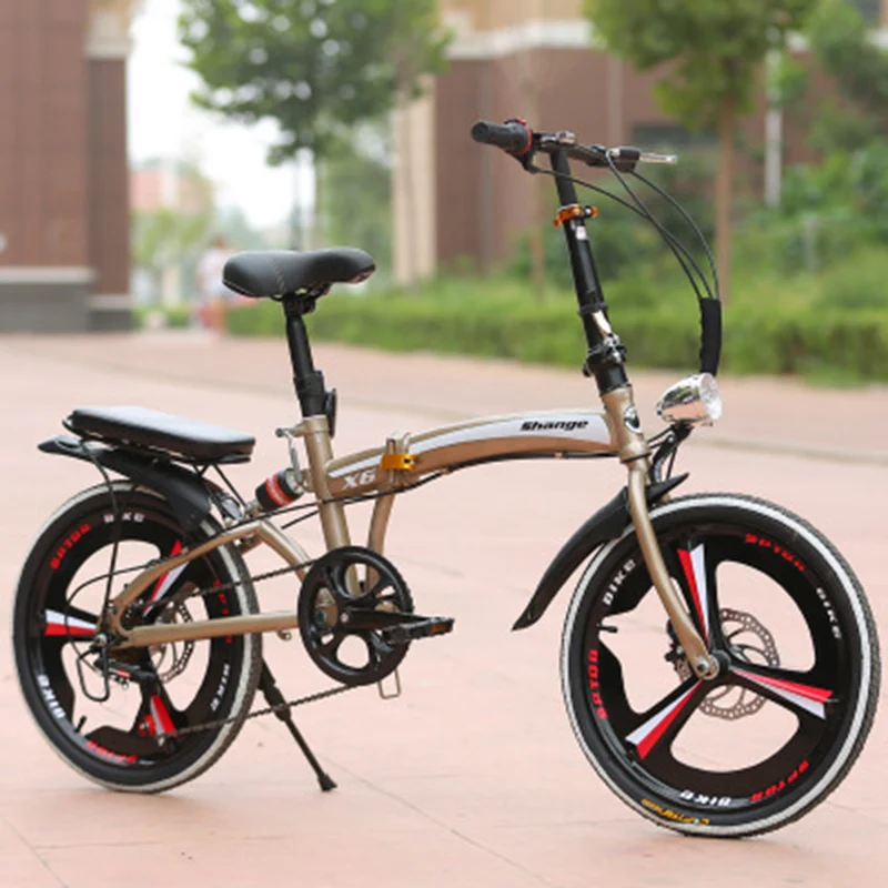 

Folding Bicycle 20-Inch Speed Change Three-Knife Disc Brake Men And Women Ultra-Light Students Portable Small Bicycle