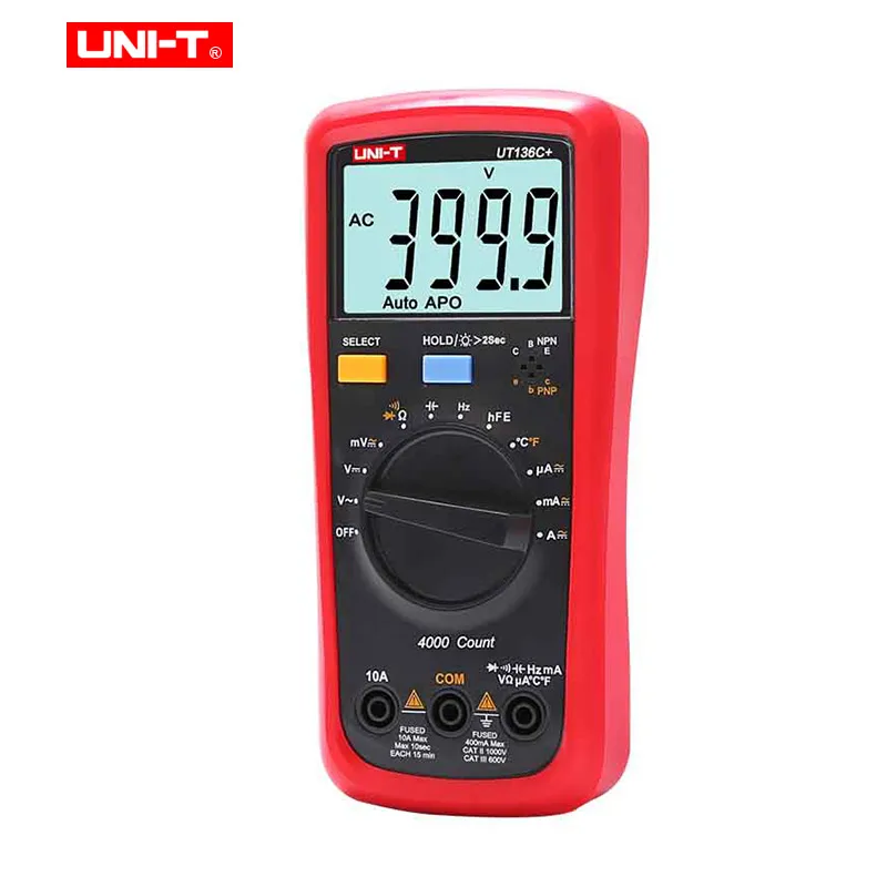 UNI T UT136C + Автоматический диапазон цифровой мультиметр AC/DC 1000V 10A multimetro 4 раза/сек