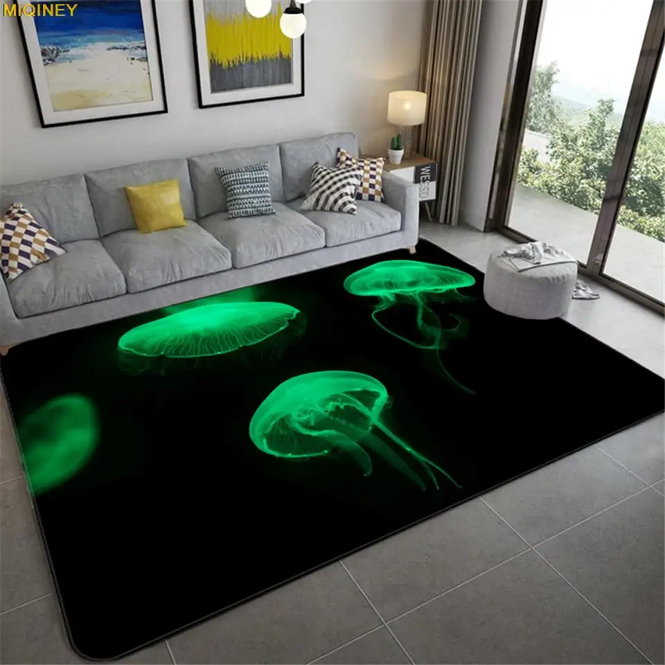 

Зеленый коврик из медузы, 3D напольный коврик, коврик из губчатой ткани с изображением морских животных для подростков, спальни, гостиной, пр...