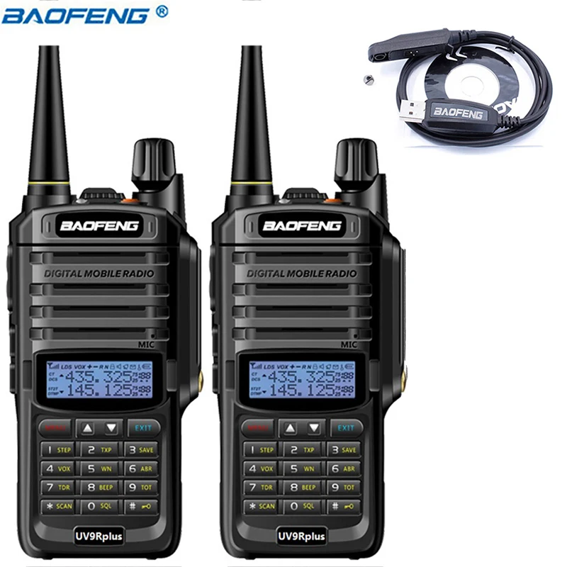 2 шт. baofeng UV-9R plus Водонепроницаемая портативная рация Высокая мощность двухстороннее радио VHF UHF портативная рация uv9R plus - Цвет: add usb cable