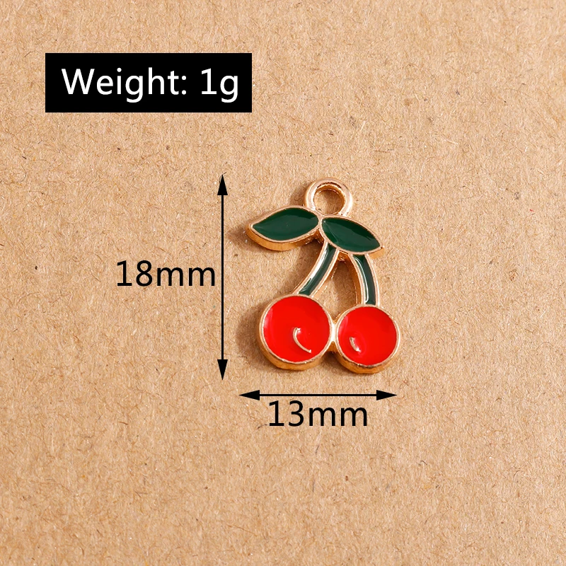 10pcs 13x18mm Enamel Cherry Charms for DIY Making Bracelets Pendants Necklaces Crafting Drop Earrings Jewelry Accessories - купить по