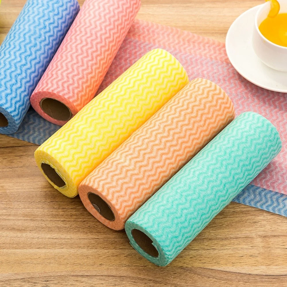 

2pcs 20x30cm Disposable Reusable Cleaning Towels Dish Cloth Dish Towels Handy Cleaning Wipes Rolls (Random Color)