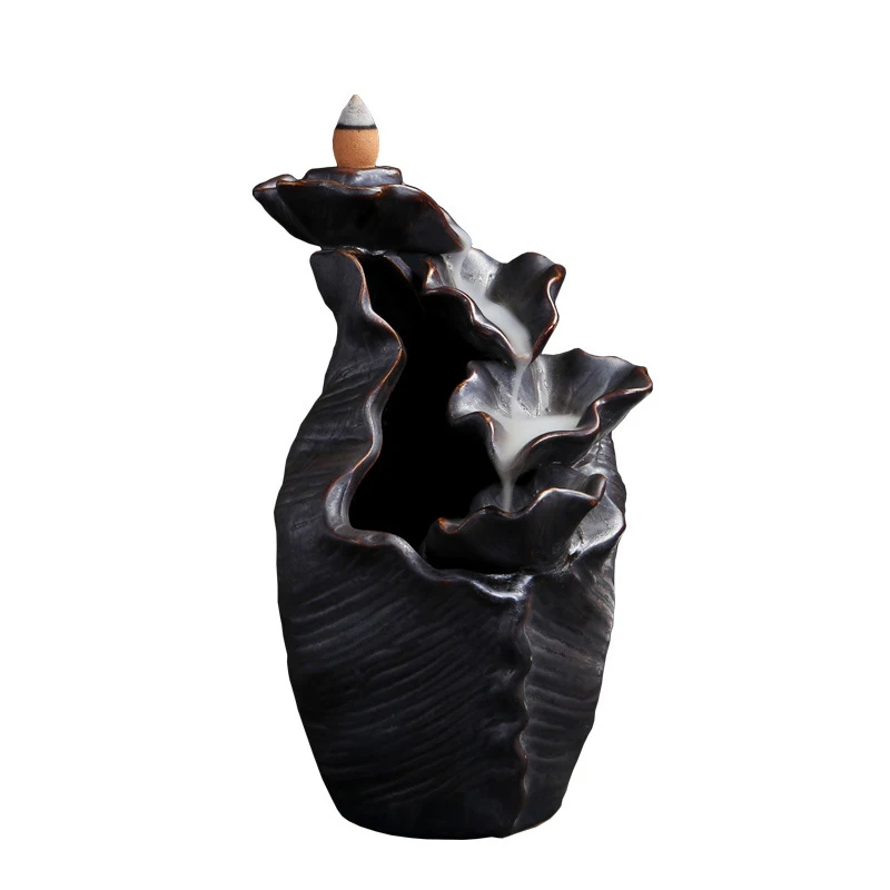 

Fashion Home Decor Ornament lotus Backflow Incense Burner Buddhism Decoration Optional 100g Incense Cones Waterfall Incense Base