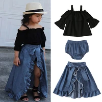 baby girls clothing set sling top denim skirt pp shorts girls boutique fall clothes kids suits girl outfits
