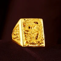 2021 new vintage ring for women indian jewelry wedding 24k gold color engagement carving 3d dragon punk exaggerated chunky rings