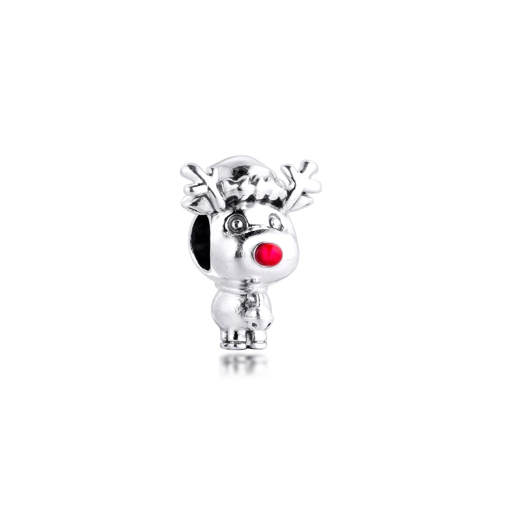 

2020 Christmas Reindeer Charm for Bracelets New DIY Jewelry Woman High Quality Beads 100% Real Sterling Silver S925 Pendant