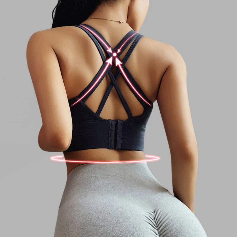 

Women High Impact Adjustable Sports Bra Ladies Non-wire Full Covering Padded Seamless Bra Gym Brassiere Sports Top Push Up Bra