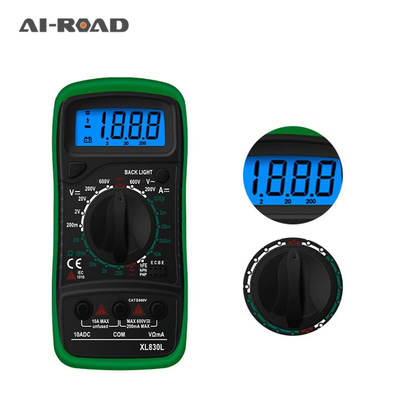 Portable Digital Multimeter Backlight AC/DC Ammeter Voltmeter Ohm Tester Meter XL830L Handheld LCD | Инструменты