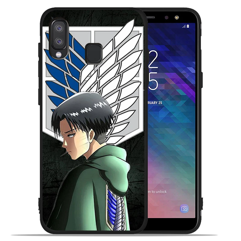 Чехол для телефона Samsung Galaxy A71 A51 A41 A31 A20E A10 A20 A40 A50 A70 M30S M20 A7 A8 A9 черный с аниме Атака