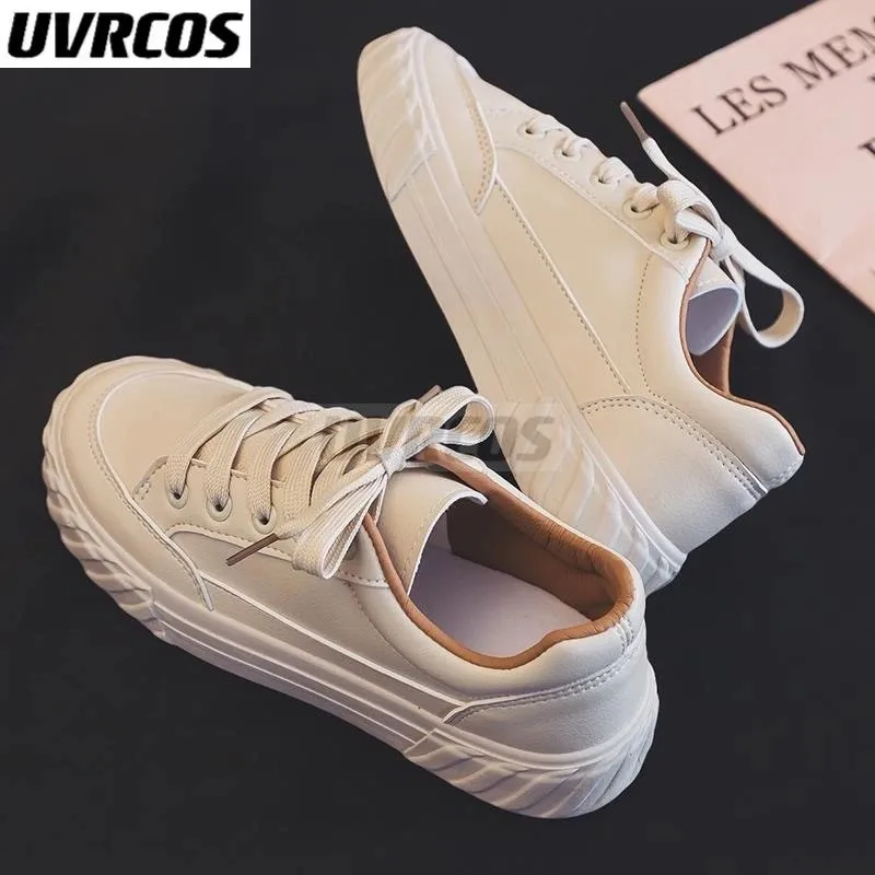 Прошитые Белые женские кроссовки Женская Вулканизированная спортивная обувь на
