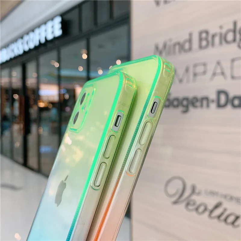 Fashion Gradient Color Phone Cases For iPhone 13 12 Mini 11 Pro XS MAX XR X 8 7 Plus SE 2020 12Pro Luxury Soft TPU Back Cover