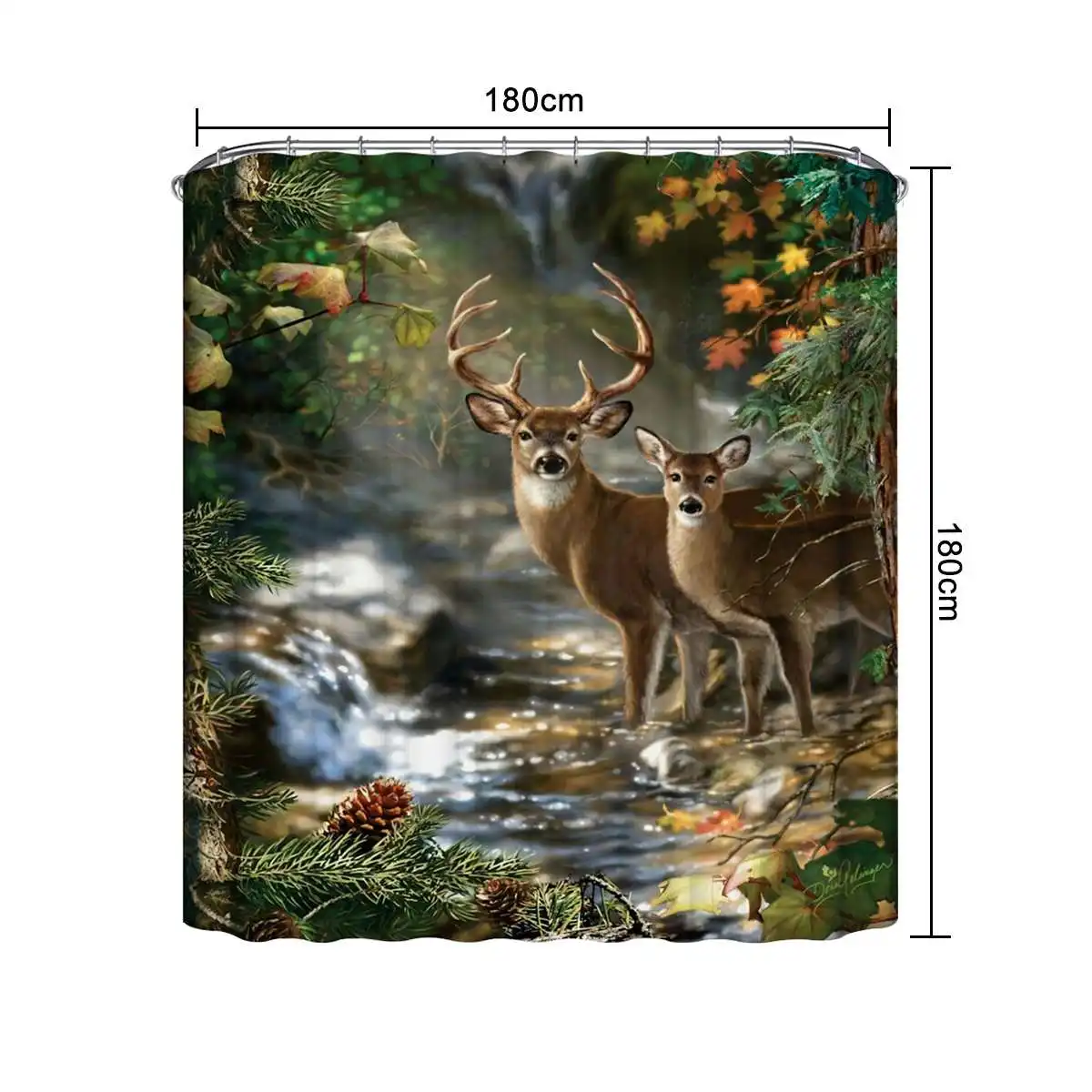 Лесной крик олень Рождество лося 180x180 см душевая занавеска пьедестал коврик