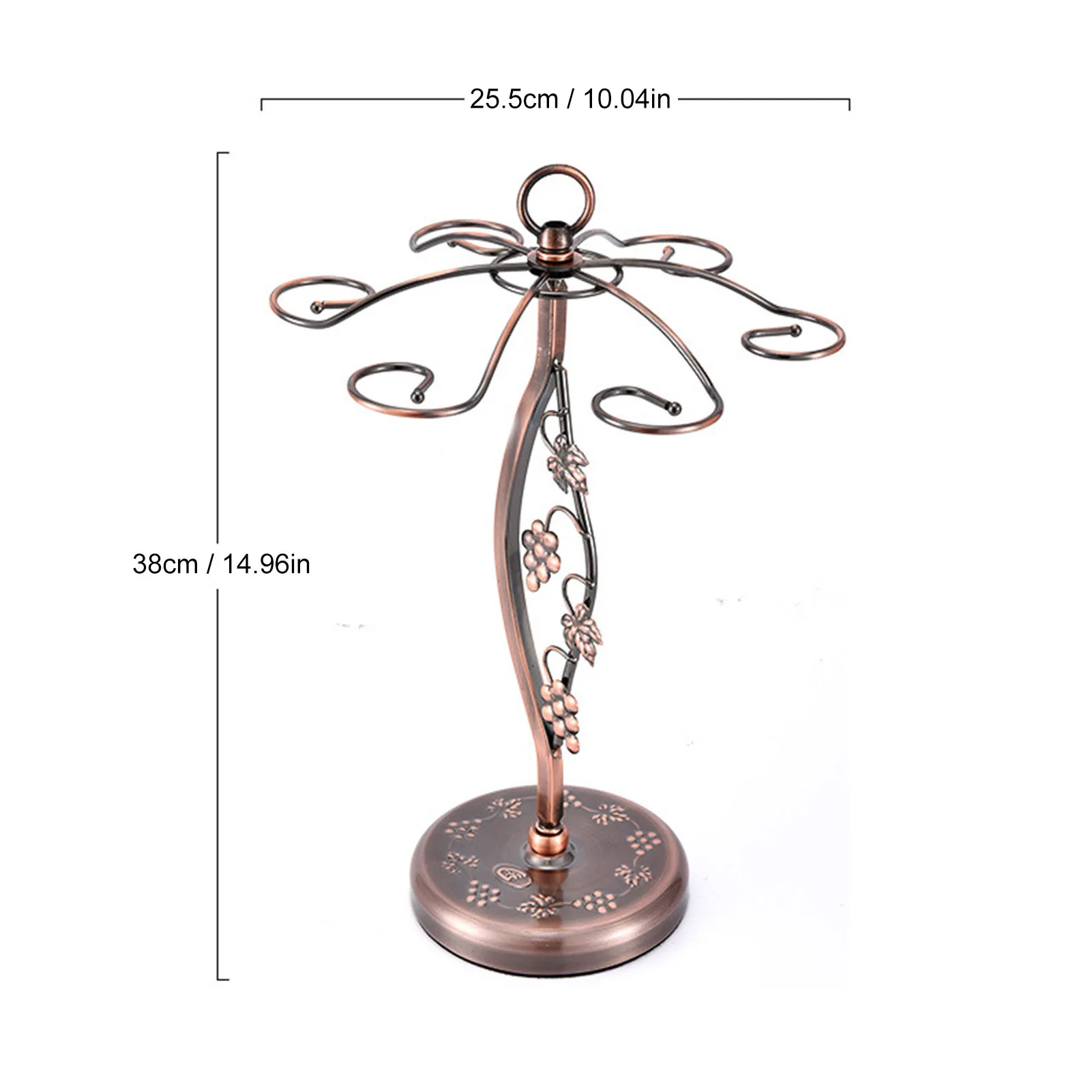 

Bronze Wine Glass Rack With 6 Hooks Elegant Freestanding Stemware Holder Stand Bar Storage Desktop Spiral Shape Artwork Display