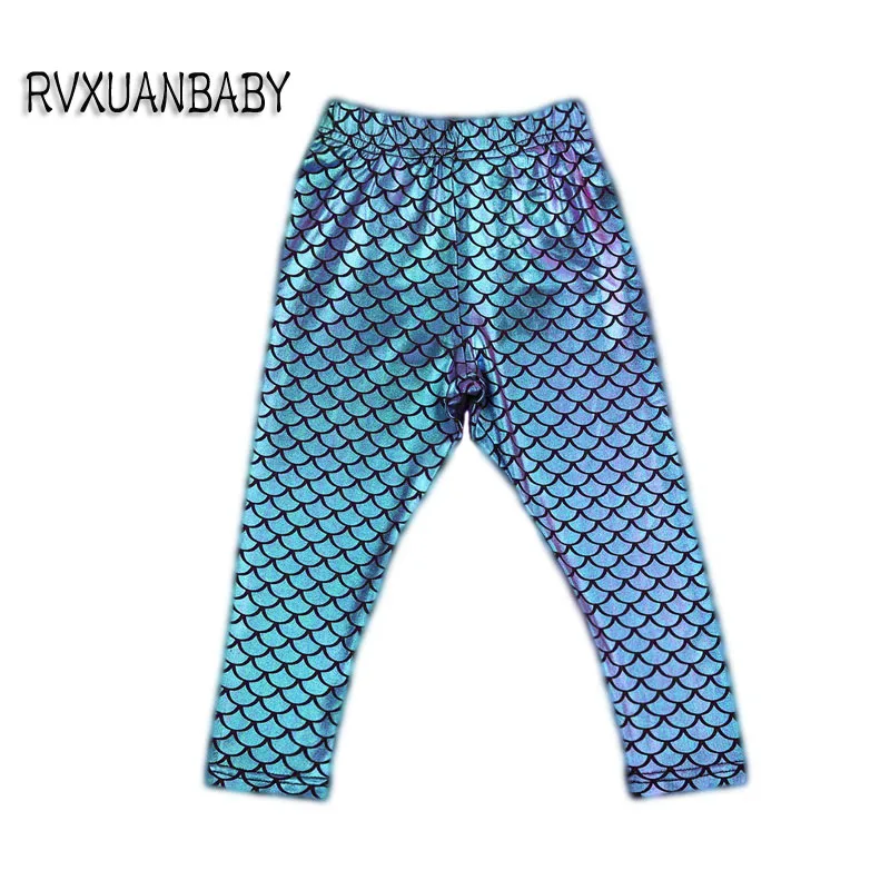 Лидер продаж модные стильные детские леггинсы с рисунком русалки и рыбьей чешуи