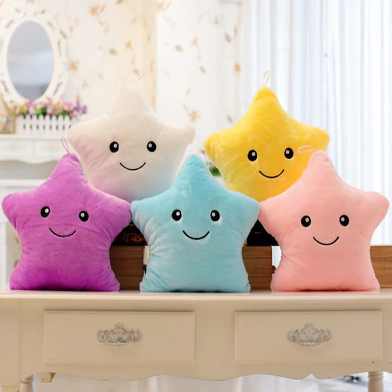 

Хит продаж, 35*40 см, Kawaii, звездная Подушка, меняющая цвет, светящаяся Подушка, светодиодный светильник, мягкие плюшевые игрушки для детей