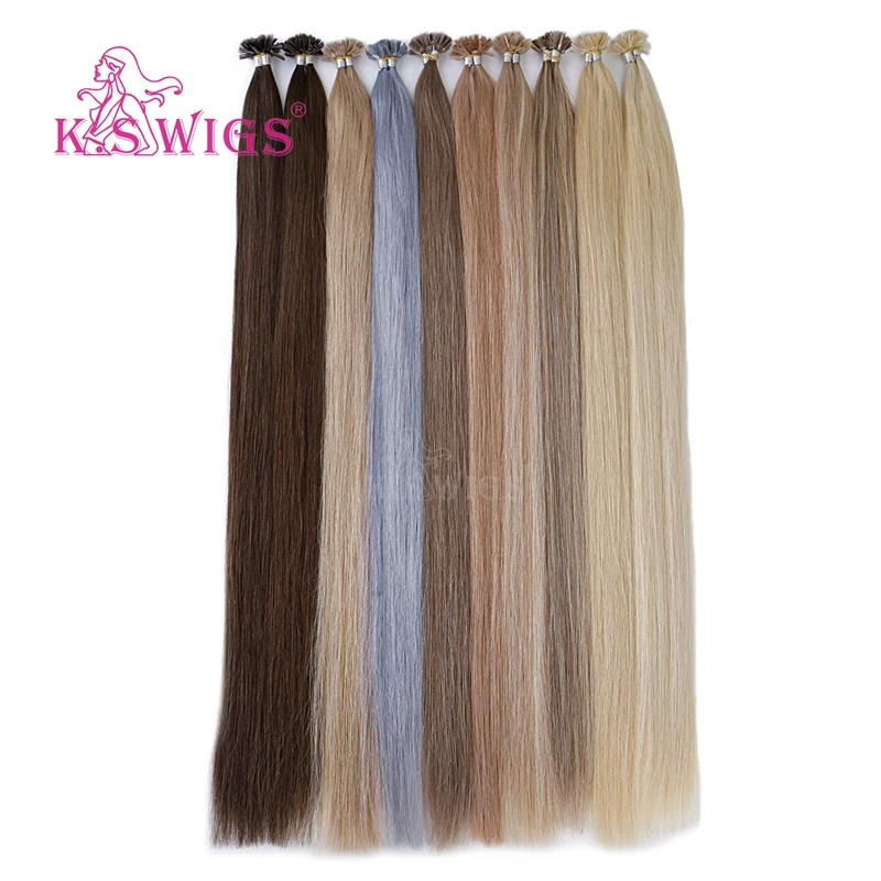 K.S парики 16 ''20'' 24 ''28'' Remy ногтей u-кончик наращивание волос кератиновые капсулы предварительно скрепленные двойные нарисованные прямые fusion волосы