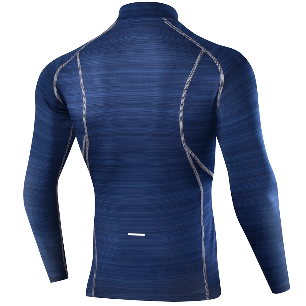 Outto High Collar Compression Shirts Men Gym T-shirts Fitness Rashguard Long Sleeve Top