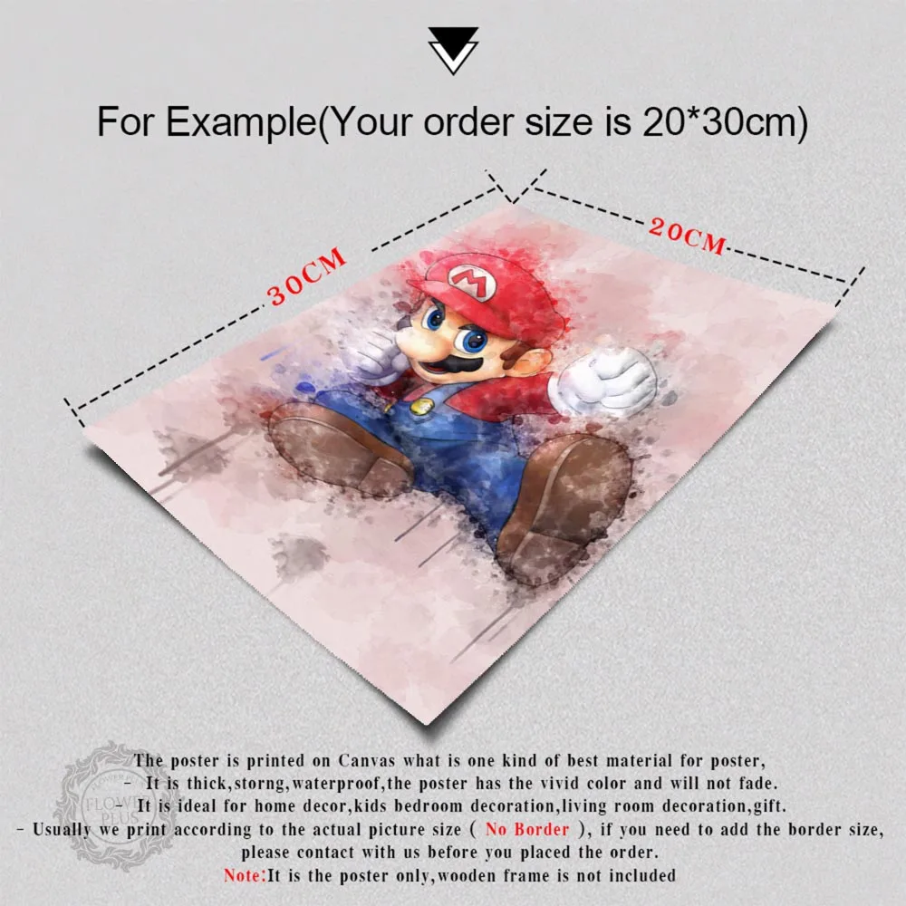 

Bros Watercolor Canvas Poster Prints Classic Game Painting Wall Pictures Kids Room Cartoon Decor