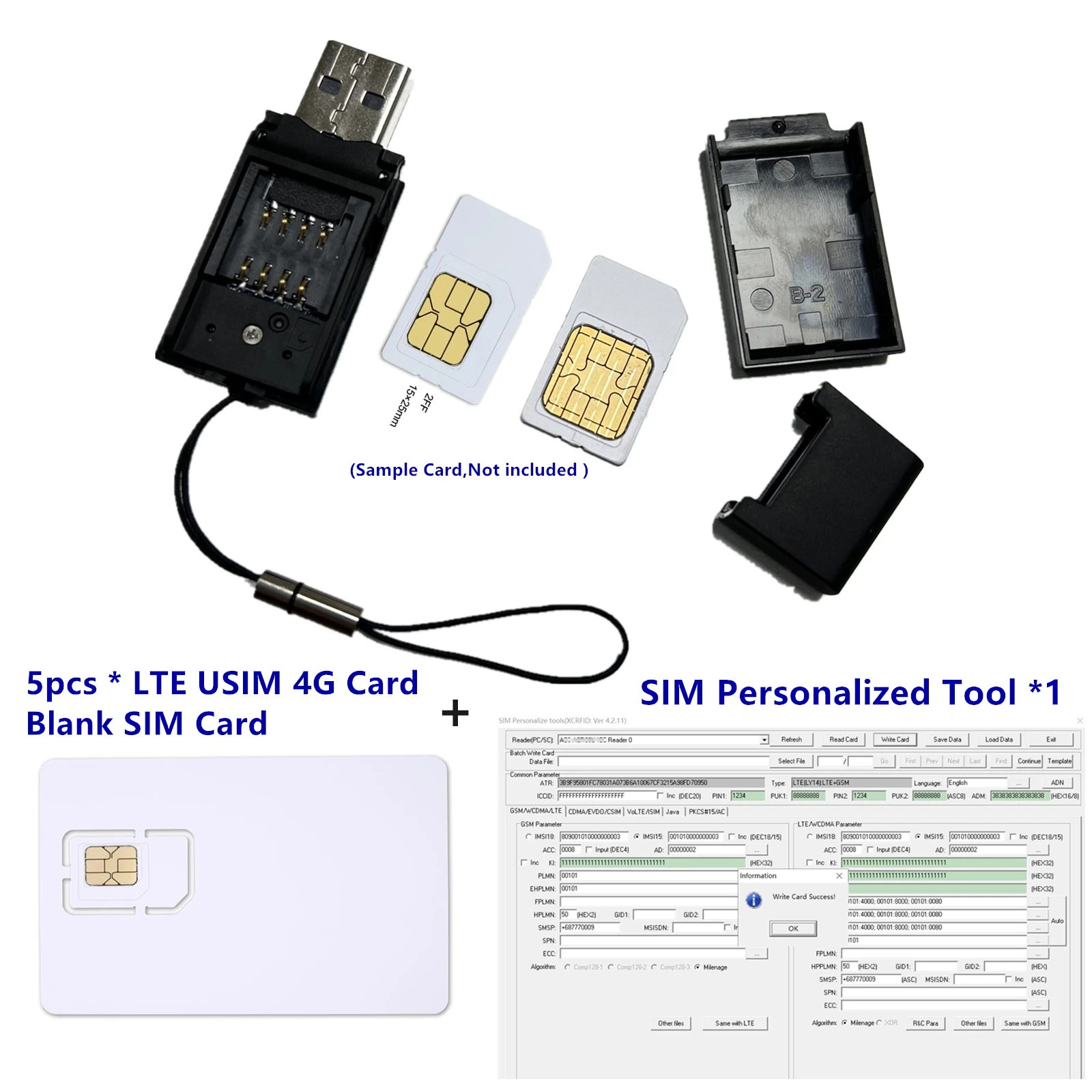 Программатор LTE ICCID IMSI, устройство для чтения SIM-карт, запись ...