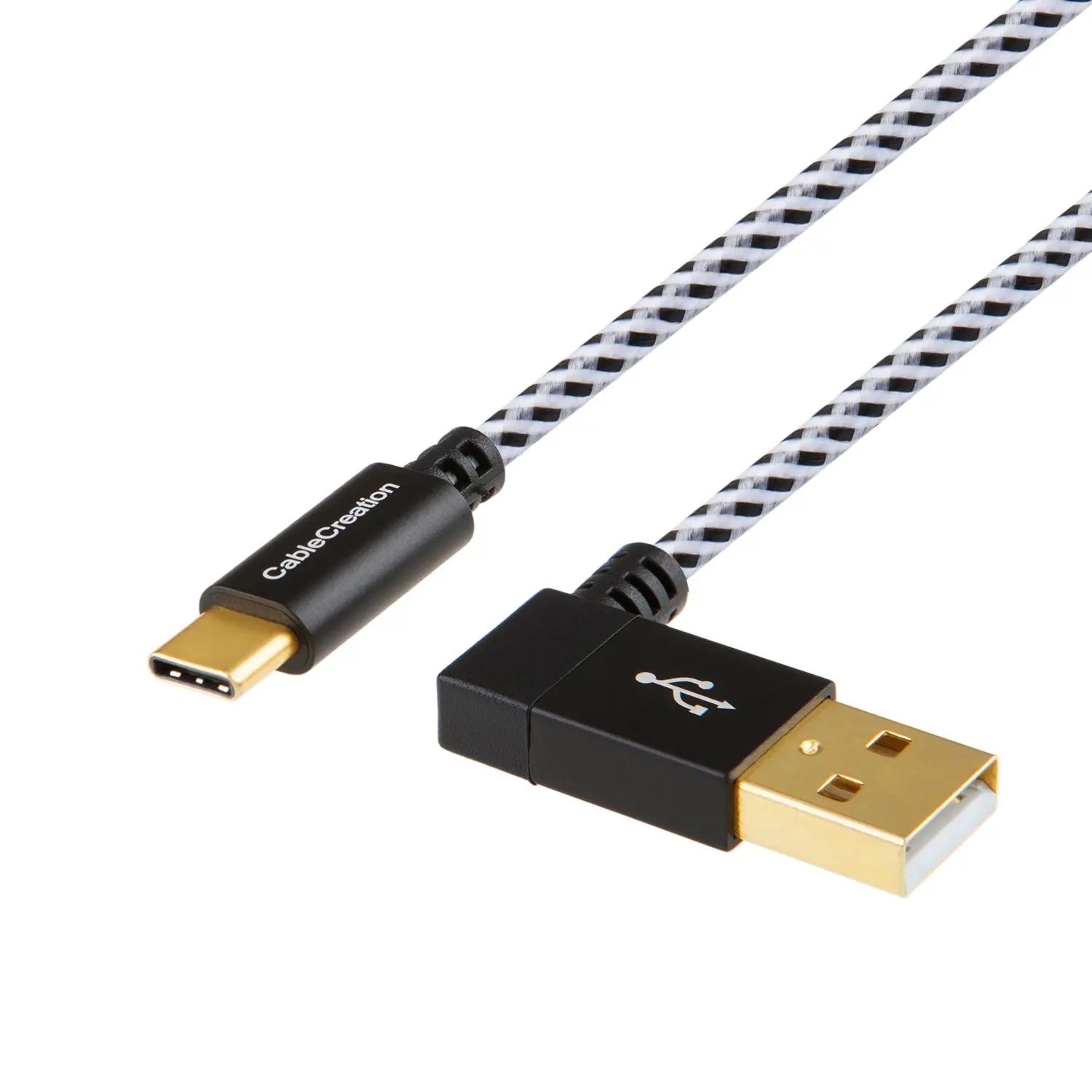 Кабель USB C A фута 90 градусов (Левый угол) плетеный зарядный кабель Type совместимый с