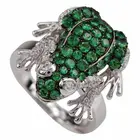 Кольца женские в форме лягушки, Изящные Ювелирные украшения в стиле стимпанк с фианитами зеленого цвета, вечерняя бижутерия