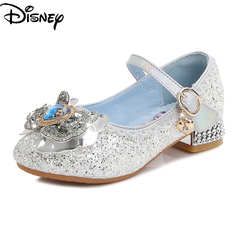 

Original Disney Frozen Girls Princess Shoes Children's High Heels Aisha Princess Shoes Soft Sole Leather Shoes Crystal Shoes
