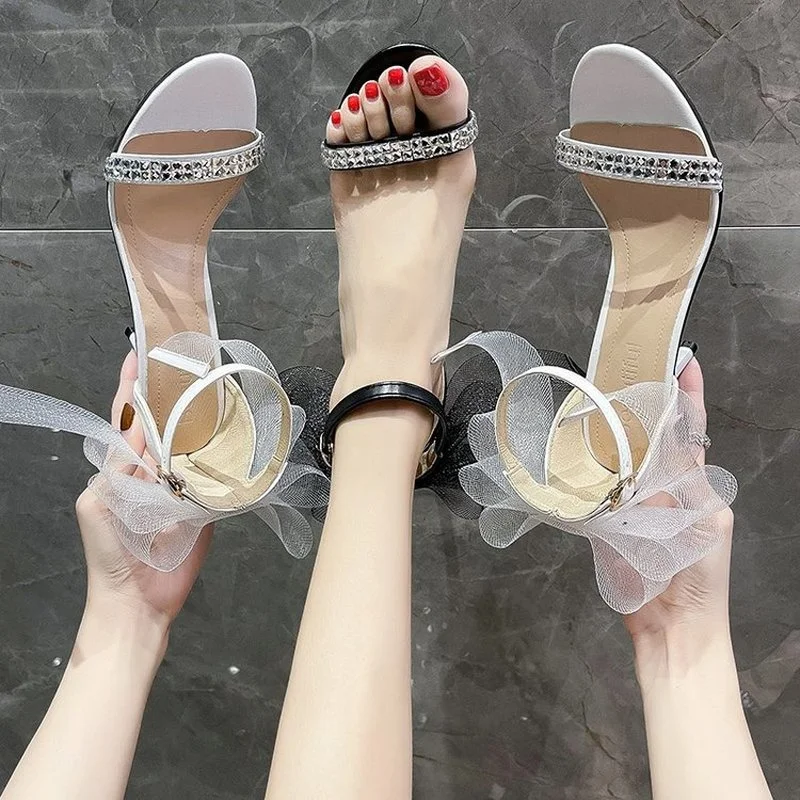 

Sandals Women Summer New Fashion Women's Sandals 2021 Round Head Comfortable Open Toe Rhinestone Casual Shoes High Heel Shoes