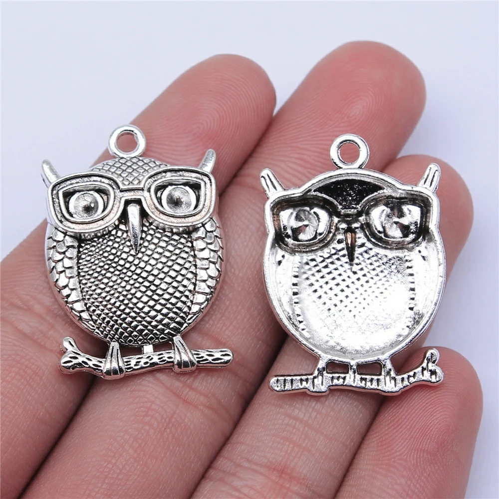 

40pcs 33x23mm Antique Bronze Antique Silver Color Owl Charm Pendant For Jewelry Making DIY Jewelry Findings