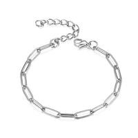 punk men bracelet 4mm stainless steel paperclip link chain bracelets for unisex men women wrist jewelry braslet 2021