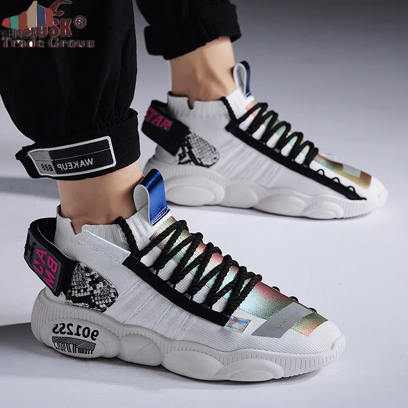 2019 сетчатые мужские повседневные кроссовки на массивном каблуке мужская обувь