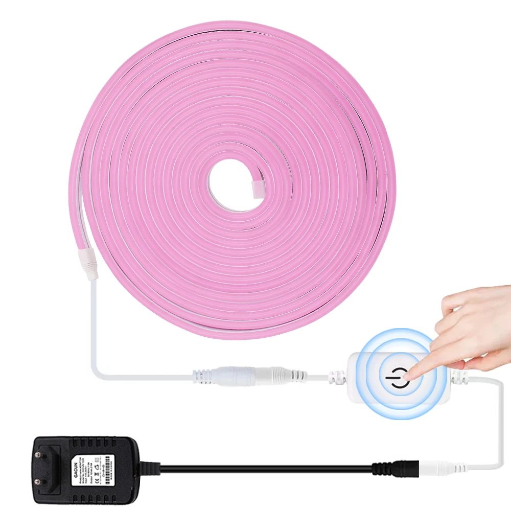 

2835 120leds/m Neon Light Strip 12V Dimmable Neon Strip with Sensor Flexible LED Light Tape Waterproof IP67 Pink Blue Red Green