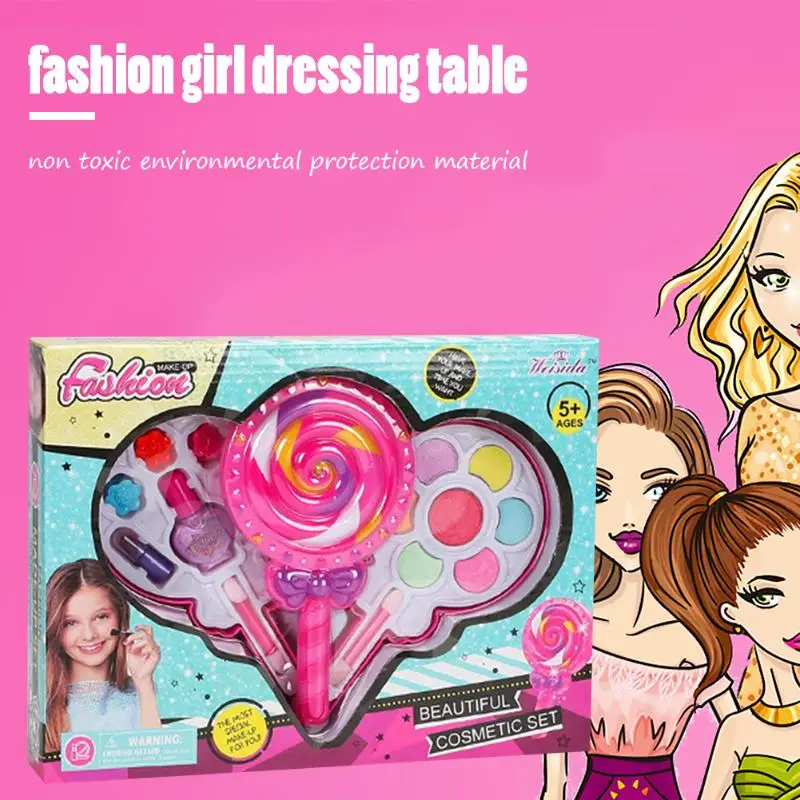 

Children Princess Makeup Boxes Set Pretend Playing Toys Non-toxic Girl Color Lipstick Beauty Cosmetic Educational Toy