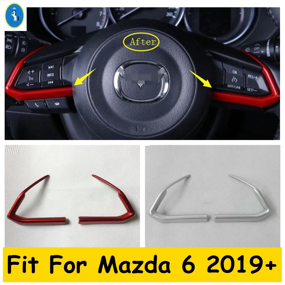 

Yimaautotrims Auto Accessory Steering Wheel Decoration Strip Cover Trim Fit For Mazda 6 2019 2020 ABS Red / Carbon Fiber Look