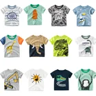 Футболки для мальчиков и девочек, детские футболки с принтом динозавров, летние футболки с коротким рукавом для мальчиков, хлопковые топы, одежда