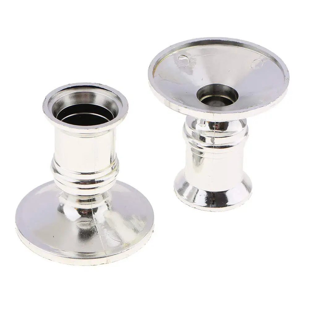 10 x Plastic Pillar Candle Base Electronic Taper Stand Silver/Gold plastic | Дом и сад