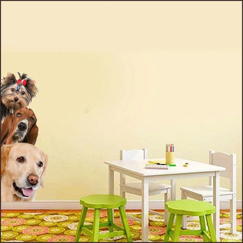 

3D funny cat and dog Wall sticker, door, window, closet, fridge, kids room decorations, home decor, animal drawing vinyl sticker
