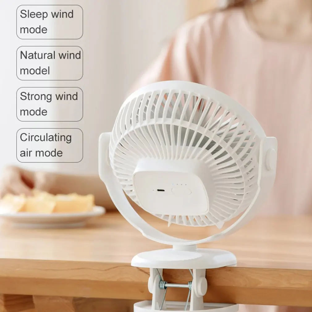 

New 2021 Table Clip Dual-purpose Fan 4000 MAh Large Capacity Long Battery Life Desk Fan Silent Operation With Four Wind Speeds