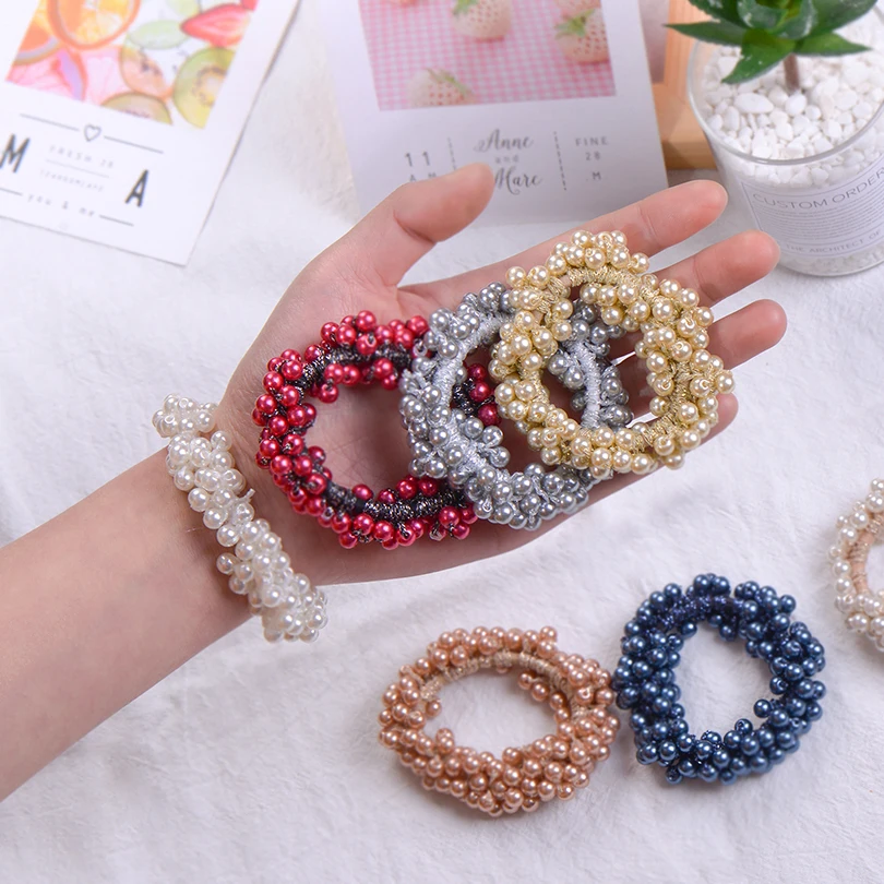 Резинка для волос с жемчужинами Женская модная эластичная заколка хвоста