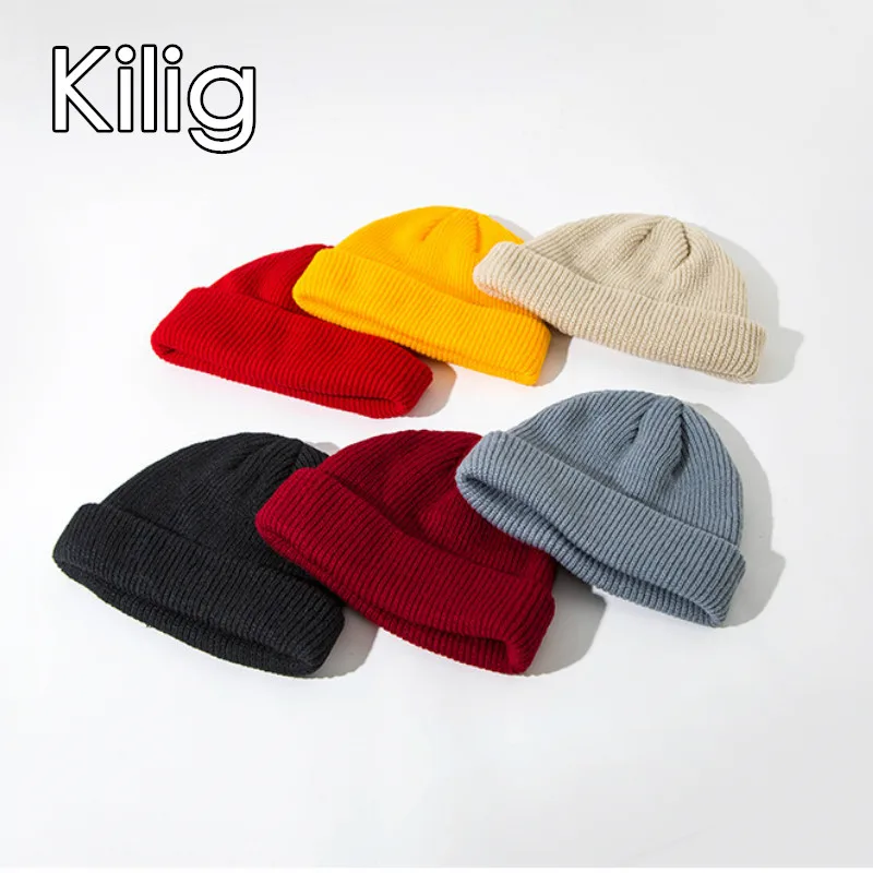 Женская шапка унисекс из смесового хлопка однотонные теплые мягкие вязаные
