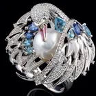 Женские обручальные кольца LETAPI, роскошные винтажные кольца серебристого цвета с белым лебедем и искусственным жемчугом, вечерние ювелирные изделия в подарок