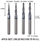Концевые фрезы, 4 шт.лот, из карбида вольфрама, размер дюйма 3,175 мм, конические насадки с ЧПУ, для дерева, металла