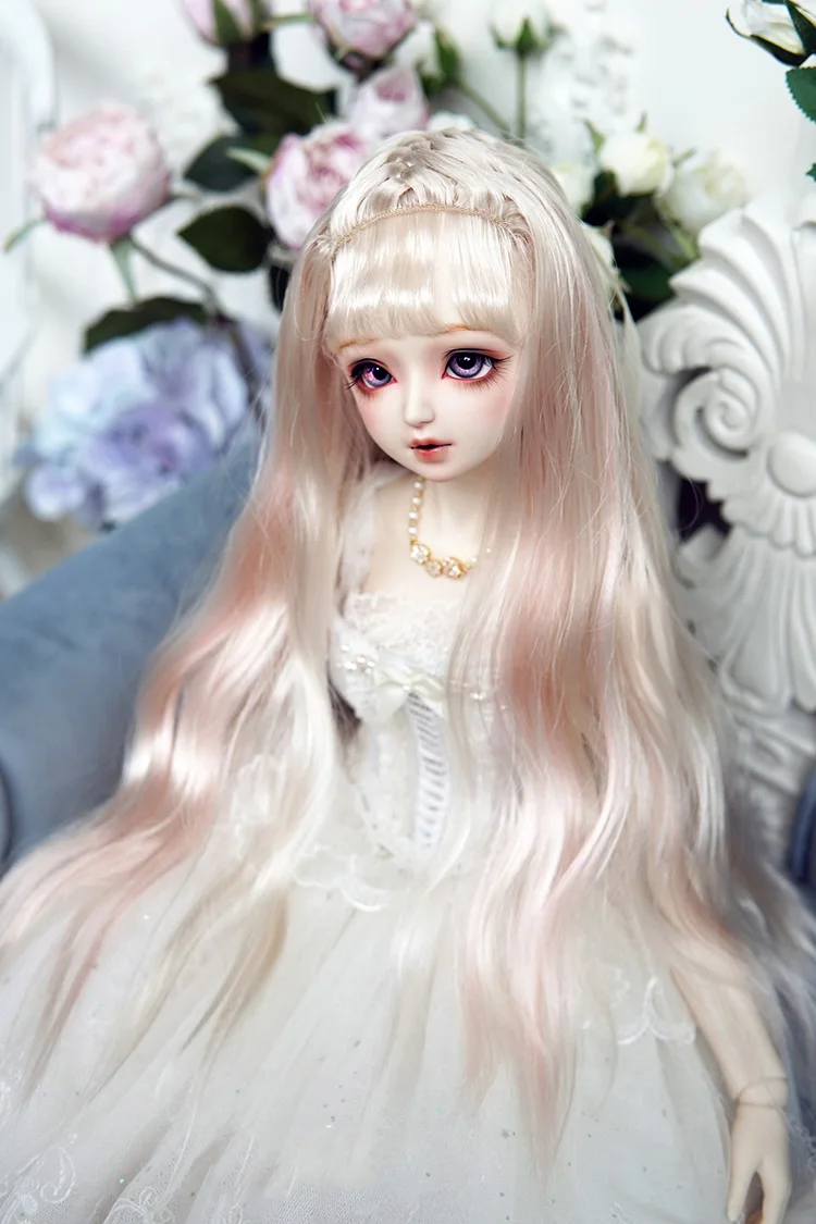 

BJD Doll Wig for 1-3 1-4 1-6 size Wig ultra-soft Silk Air fringe highlights hair doll accessories