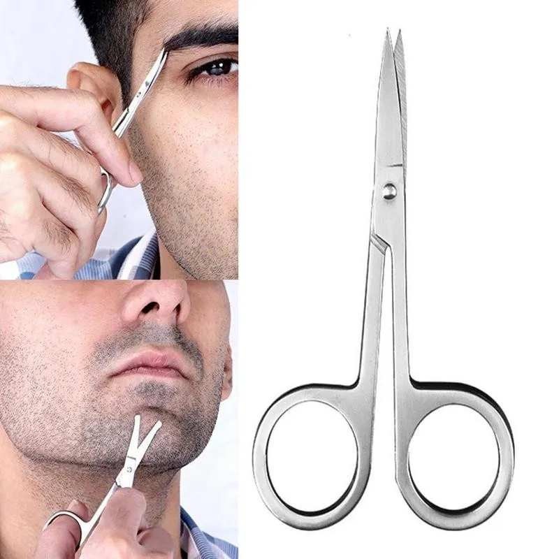 

1Pc Professional Eyebrow Scissor Steel Round Safety Scissors Small Eyebrow Nose Hair Cut Trimming Tweezers