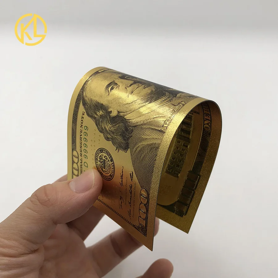 1 шт. поддельные Американские доллары 100 доллара Золотая Банкнота с сумкой COA для