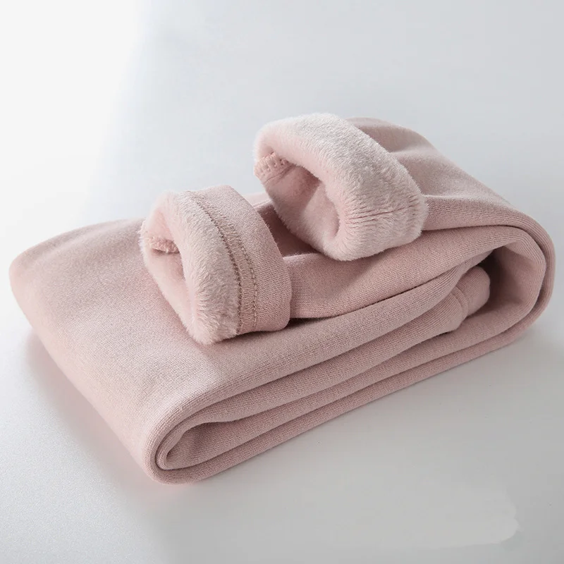 light pink Новые брюки для девочек детские зимние плотные теплые брюки леггинсы для девочек теплые хлопковые леггинсы с эластичной резинкой на талии штаны для девочек - Цвет: light pink