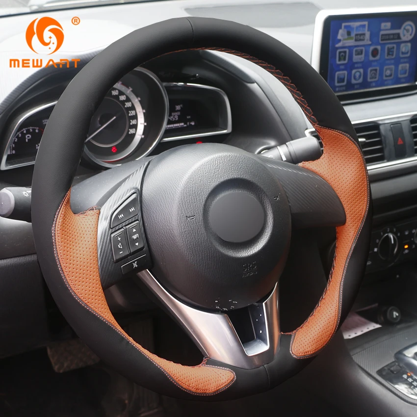 Чехол MEWANT из черной оранжевой кожи для Mazda 3 Axela 2013 2016 6 Atenza 2014 2017 2 2015 2017|car steering wheel