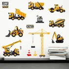 Мультфильм автомобили Грузовики автобус инженерный Грузовик наклейки на стены салон дети мальчики спальня домашний Декор стены искусства Декор Плакат наклейки